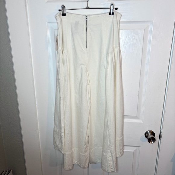 Anthropologie Linen Extended Waist Pants Wide Leg Ankle Ivory White 10 NWT - Picture 9 of 12